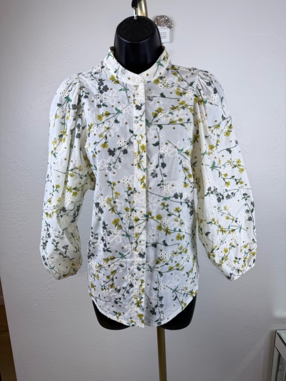 Cottagecore‎ Solitaire Eyelet Puff Sleeve Floral Blouse Small